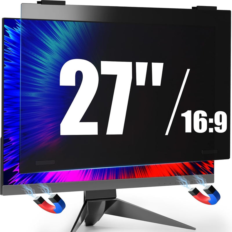 BOVORY 27 Inch Monitor Privacy Screen Hanging for Computer 16:9 Aspect Ratio, Magnetic Anti Glare Blue Light Private Protector Eye Care,Removable Anti Spy Filter Shield for Digital Workplaces - Image 1